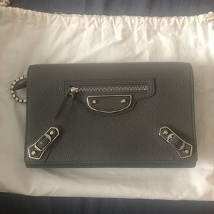Balenciaga Metallic Edge Leather Wallet On A Chain